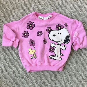Peanuts Snoopy Zara Pink Floral Kids Sweatshirt